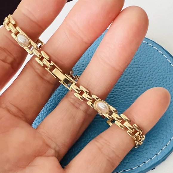 Bridge Jewelry - Vintage Bead of Rice Bracelet with faux Pearl, Fine workmanship - Picture 7 of 7